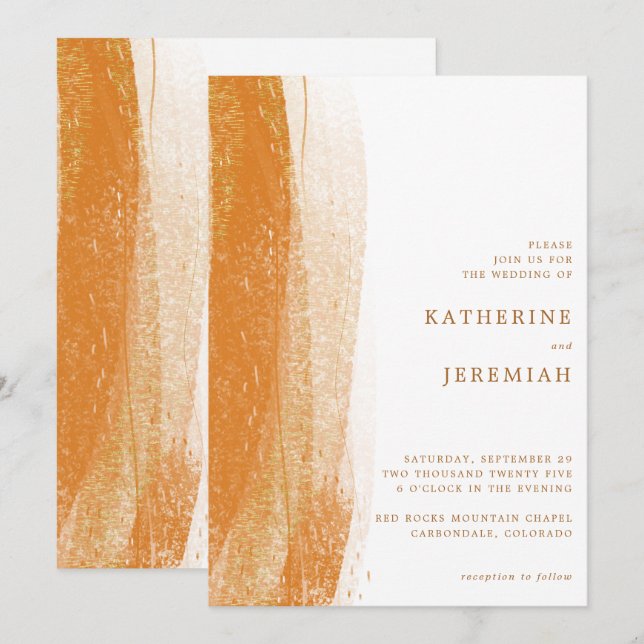 Modern Terracotta Rust Gold Foil Boho Wedding Invitation (Front/Back)