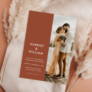 Modern Terracotta Rust Minimalist Wedding Invitation