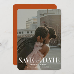 Modern Terracotta Rust Red Wedding Save Date Invitation
