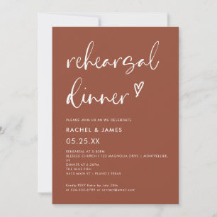 Modern Terracotta Rust Rehearsal Dinner Invitation