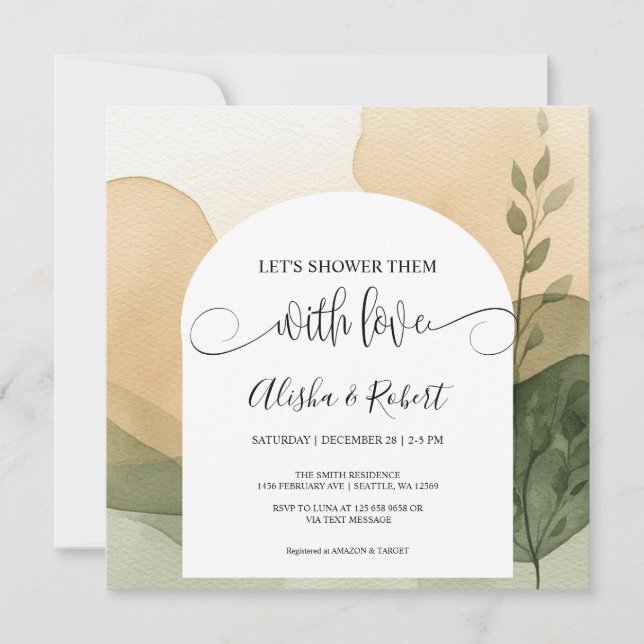 Modern Terracotta & Sage Couples Shower Invitation (Front)