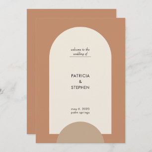 Modern Terracotta Sand Boho Arch Geometric Wedding Programme
