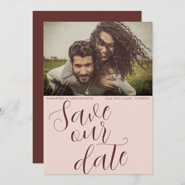 Modern Terracotta Save Our Date Wedding Save The Date (Front/Back)