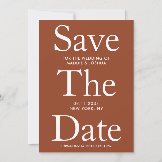 Modern Terracotta Save The Date (Front)