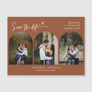 Modern Terracotta Save the Date Tri Arch Photo