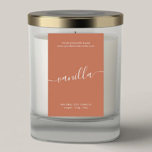 Modern terracotta script candle product label
