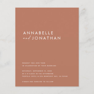 Modern terracotta script contemporary wedding invi