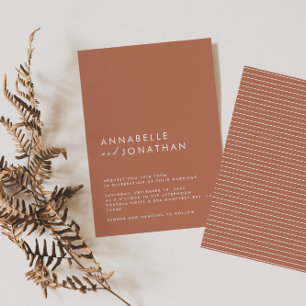 Modern terracotta script contemporary wedding invitation