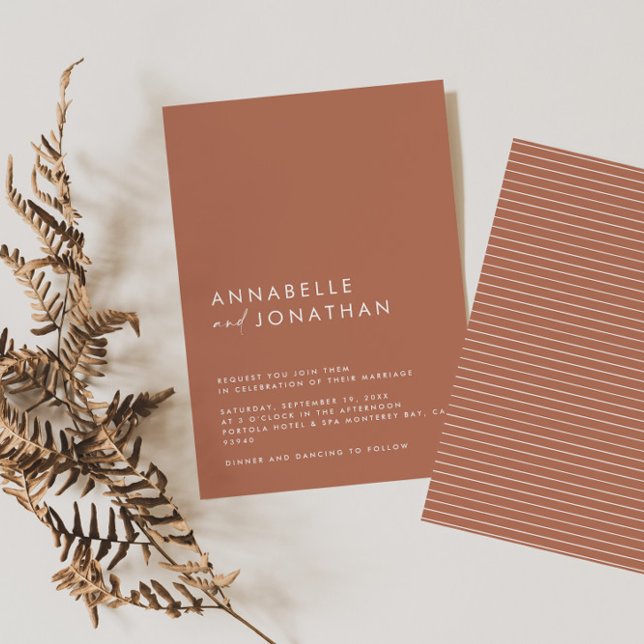 Modern terracotta script contemporary wedding invitation (Creator Uploaded)