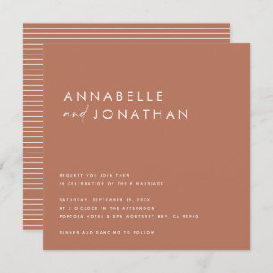 Modern terracotta script minimal contemporary invitation