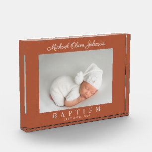 Modern Terracotta Script Photo Baptism Photo Block