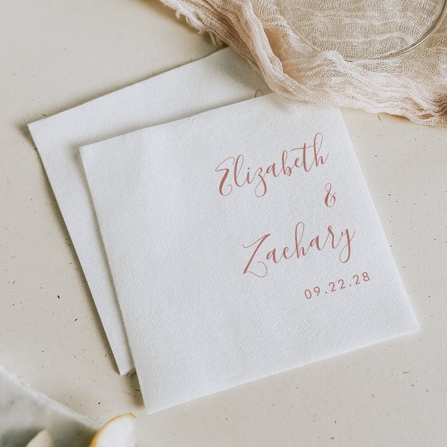 Modern Terracotta Script Wedding Napkin (Creator Uploaded)