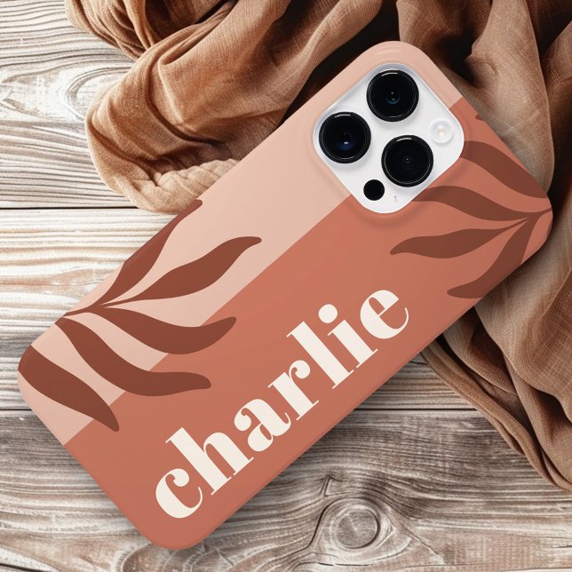 Modern terracotta shades vertical name botanical Case-Mate iPhone case (Modern terracotta shades vertical name botanical Case-Mate iPhone case)