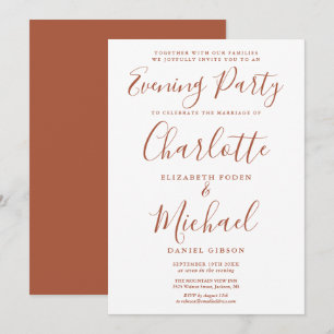 Modern Terracotta Signature Wedding Evening Party Invitation