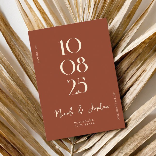 Modern Terracotta Simple Chic Wedding Save The Date (Creator Uploaded)
