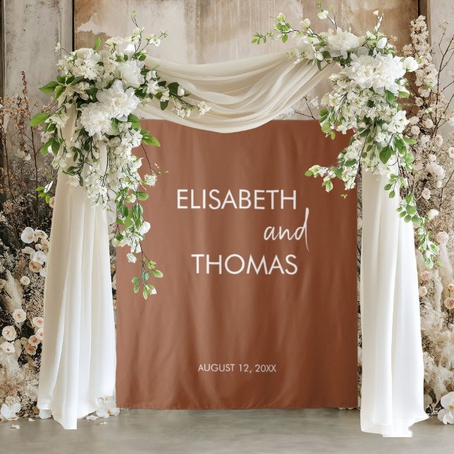 Modern terracotta simple elegant wedding backdrop  tapestry (Creator Uploaded)