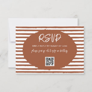 Modern Terracotta Stripe Wedding RSVP Card