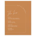 Modern Terracotta Wedding Bar Menu