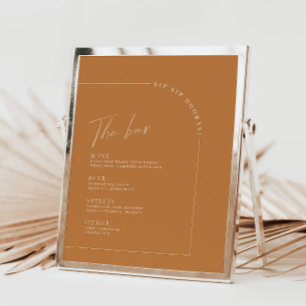 Modern Terracotta Wedding Bar Menu