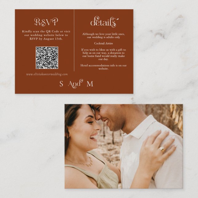 Modern Terracotta Wedding Enclosure Card (Front/Back)