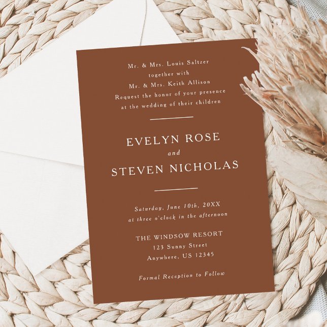 Modern Terracotta Wedding Invitation  (Creator Uploaded)
