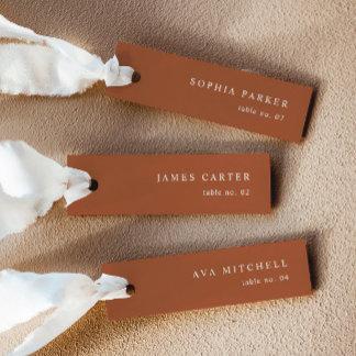 Modern Terracotta Wedding Name Place Cards