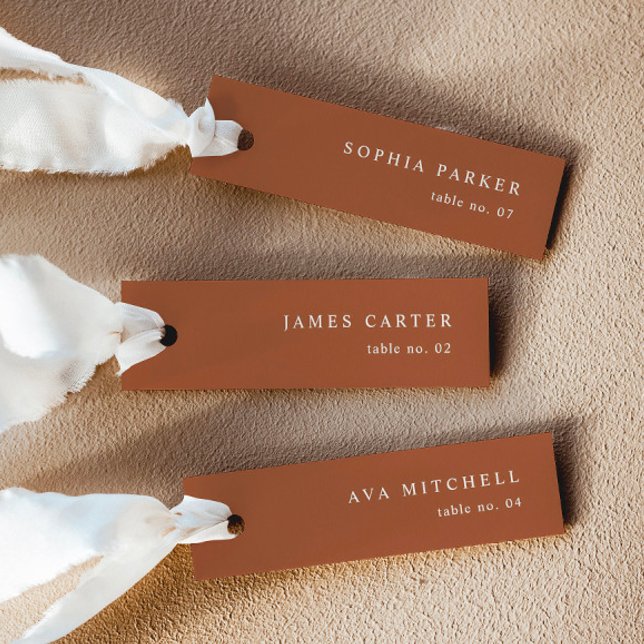 Modern Terracotta Wedding Name Place Cards (Delivered Untrimmed)