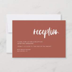 Modern Terracotta Wedding Reception Invitation