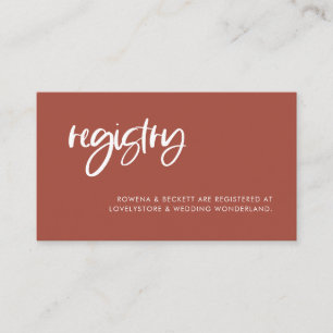 Modern Terracotta Wedding Registry Card