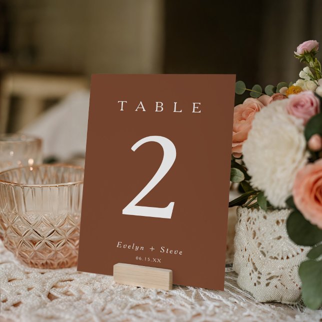 Modern Terracotta Wedding Table Number (Creator Uploaded)