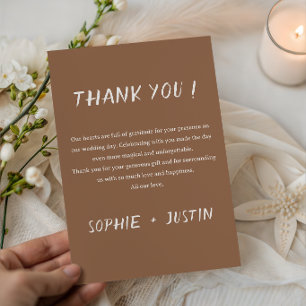 Modern Terracotta Wedding Thank You Card