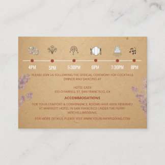 Modern Terracotta Wedding Timeline Details Enclosure Card