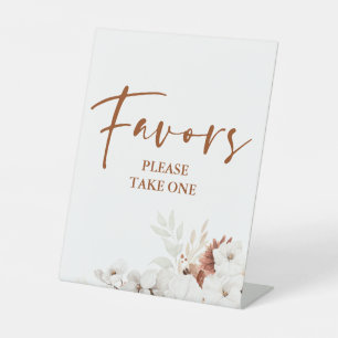 Modern Terracotta White Floral Boho Favours Pedestal Sign