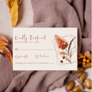 Modern Terracotta Wildflower Calligraphy Wedding RSVP Card