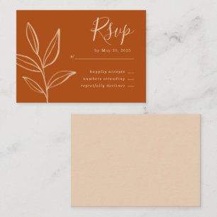 Modern Terracotta with Leaves Boho Wedding RSVP En Enclosure Card