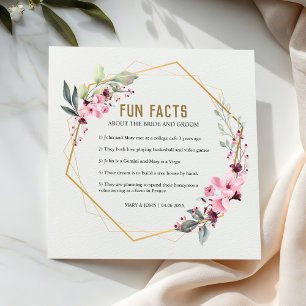 Modern Terrarium Pink Floral Fun Facts Wedding Napkin