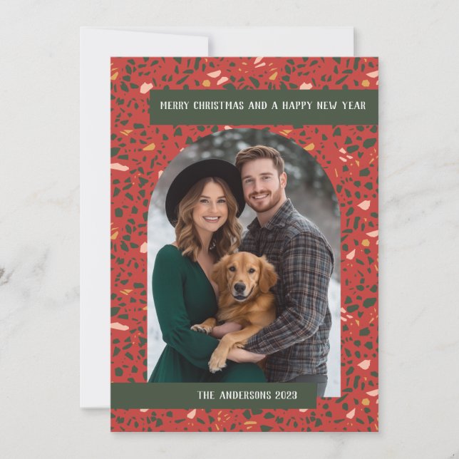Modern Terrazzo Christmas Holiday Card (Front)