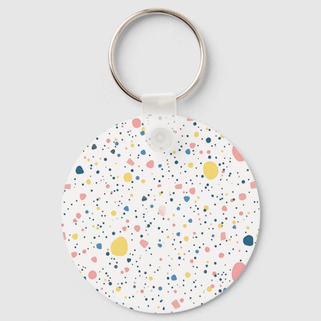 Modern Terrazzo Confetti Dots Pattern Pastel Key Ring (Front)