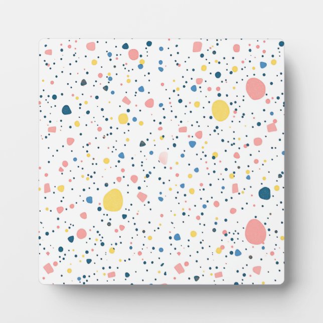 Modern Terrazzo Confetti Dots Pattern Pastel Plaque (Front)