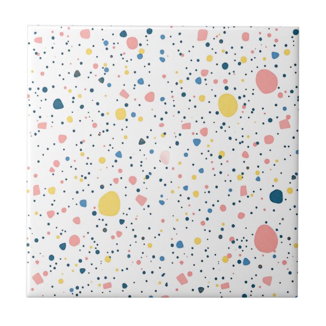 Modern Terrazzo Confetti Dots Pattern Pastel Tile (Front)