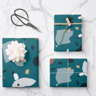 Modern Terrazzo Pattern – Abstract Mid Century Sea Wrapping Paper Sheet