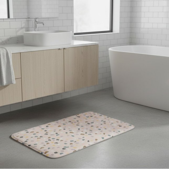 Modern Terrazzo Pattern Soft Neutral Bath Mat (Creator Uploaded)