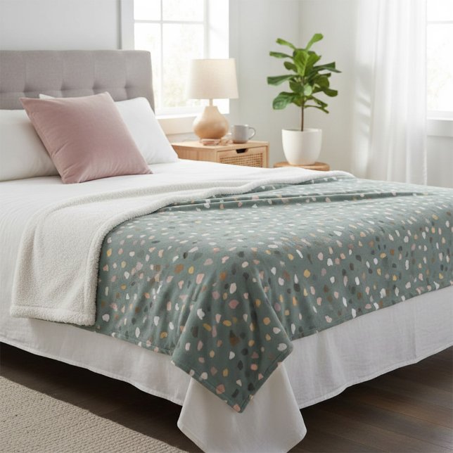 Modern Terrazzo Pattern Soft Neutral Sherpa Blanket (Creator Uploaded)