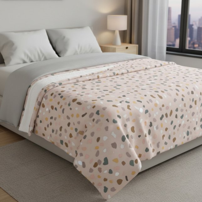 Modern Terrazzo Pattern Soft Neutral Sherpa Blanket (Creator Uploaded)