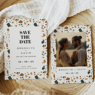 Modern Terrazzo Photo Save The Date Card