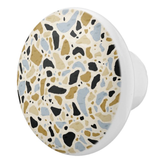 Modern Terrazzo Tile Mosaic Pattern Ceramic Knob (Right)