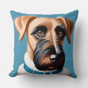 Modern Terrier Dog Portrait Home Decor Accent Cushion