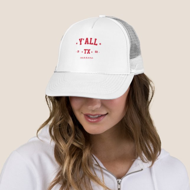 MODERN TEXAS STATE CITY CUSTOM NAME INITIALS TX TRUCKER HAT (In Situ)