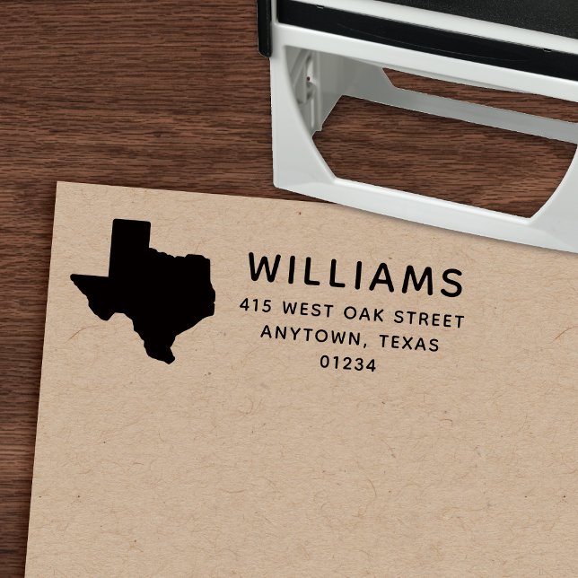 Modern TEXAS State Shape Return Address Self-inking Stamp (Creator Uploaded)