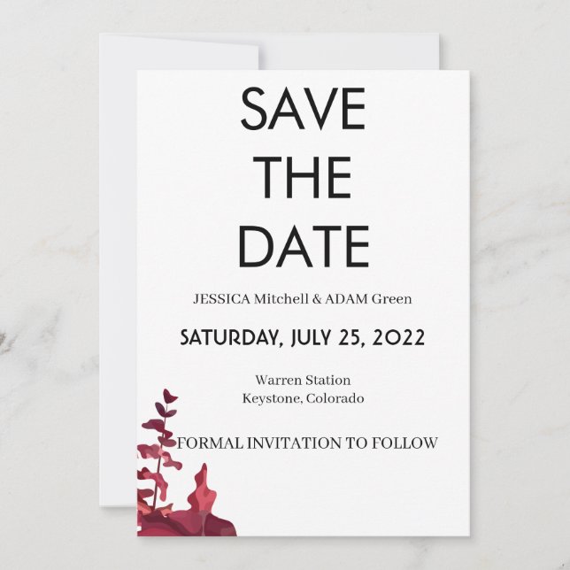 Modern Text 10 save the date Invitation (Front)